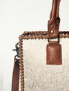ADBGS118 Western Cowhide Tote -Hair-On Leather Bag with Braided Whipstitch & Strap