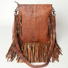 ADBG719 American Darling Hand Tooled Leather Large Cross body Bag Western Fringed Handbag