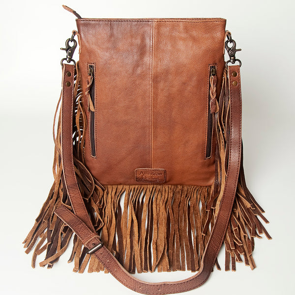 ADBG719 American Darling Hand Tooled Leather Large Cross body Bag Western Fringed Handbag