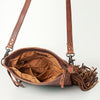 ADBG719 American Darling Hand Tooled Leather Large Cross body Bag Western Fringed Handbag
