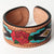 LC-ADBRF165 Red Rose & Southwestern Motif Tooled Leather Cuff Bracelet - Western Artisan Jewelry
