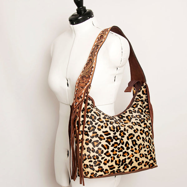ADBGA214 American Darling Cowhide & Tooled Leather Fringe Hobo Shoulder Handbag