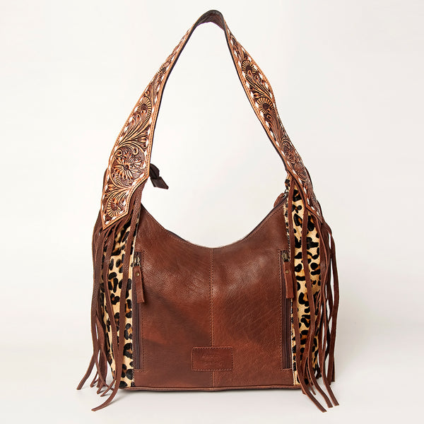 ADBGA214 American Darling Cowhide & Tooled Leather Fringe Hobo Shoulder Handbag
