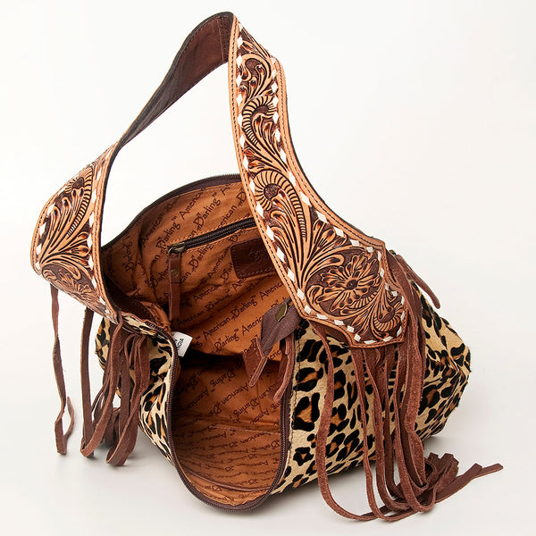 ADBGA214 American Darling Cowhide & Tooled Leather Fringe Hobo Shoulder Handbag