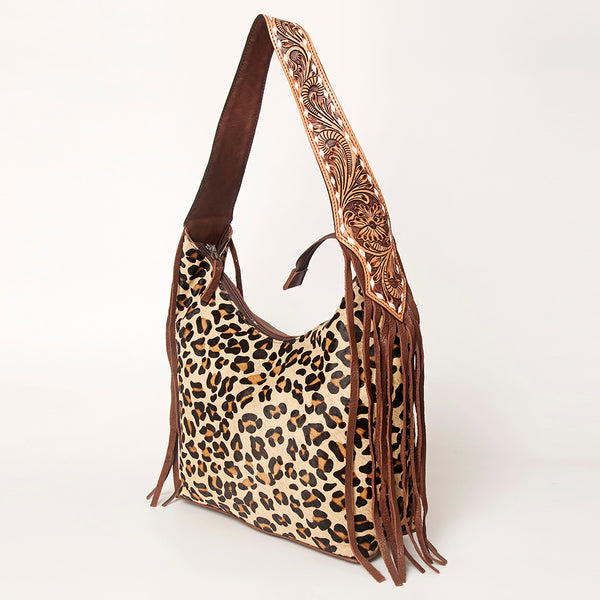 ADBGA214 American Darling Cowhide & Tooled Leather Fringe Hobo Shoulder Handbag