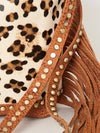ADBGI102 Studded Leather Fringe Crossbody Bucket Bag - Western Cowhide Style