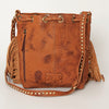 ADBGI102 Studded Leather Fringe Crossbody Bucket Bag - Western Cowhide Style