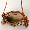 ADBGI102 Studded Leather Fringe Crossbody Bucket Bag - Western Cowhide Style