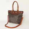 ADBGI105 Western Tote Bag - Genuine Leather & Hair-On Hide with Tooled Detailing