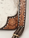 ADBGI141 Hand-Tooled Cowhide Leather Western Tote - Floral Tooled Hair-On Bag