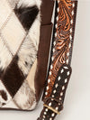 ADBGI143 Hair-On Hide Square Tote with Tooled Leather Patch - Western Cowgirl Bag