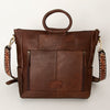 ADBGI143 Hair-On Hide Square Tote with Tooled Leather Patch - Western Cowgirl Bag
