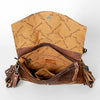 ADBGS178 Hand-Tooled Thunderbird Cowhide Envelope Bag with Fringe - Western Leather Purse