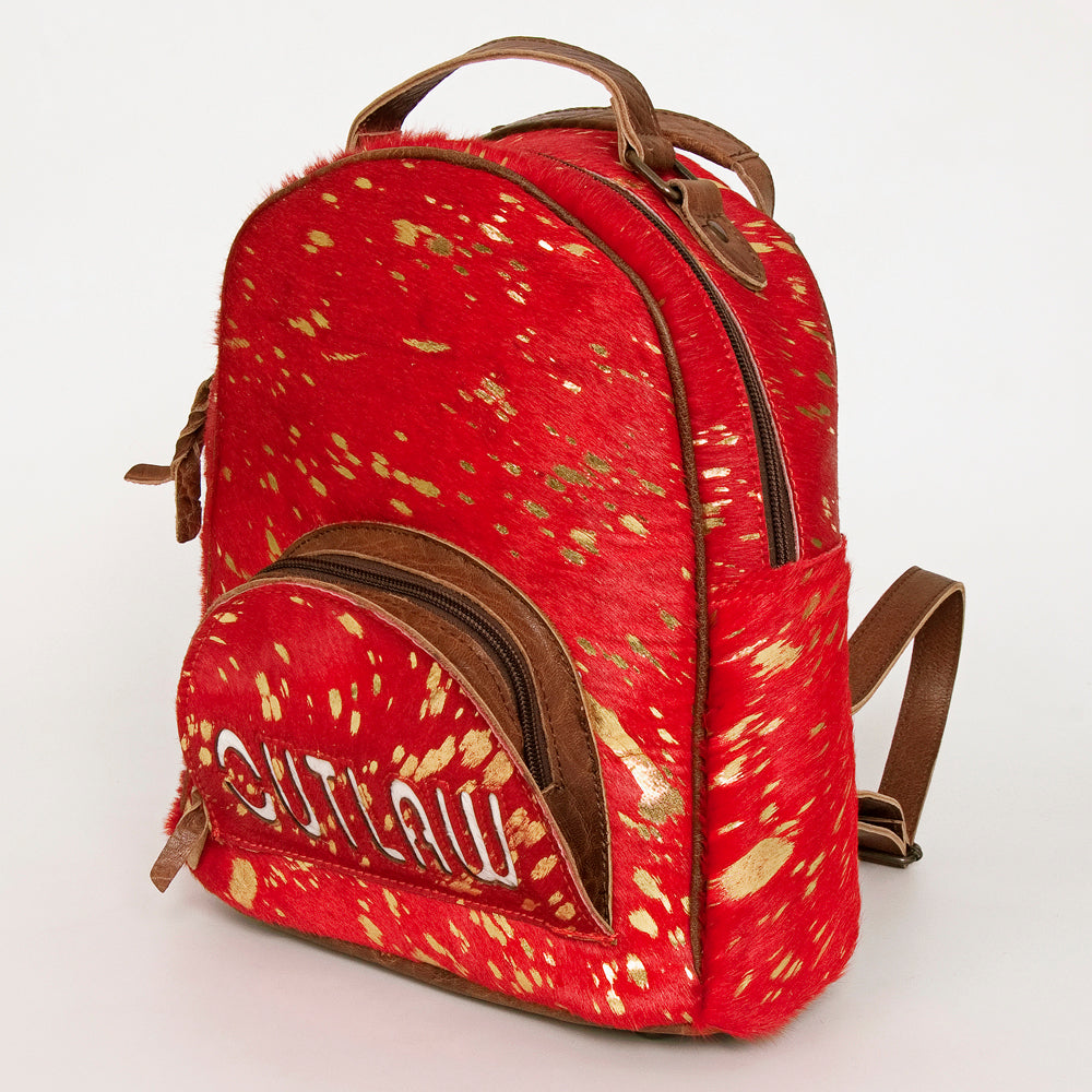 cowgirl trendy leather backpack ADBGS156 Red Hair-On Hide Leather Mini Backpack