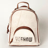 ADBGS156 White Cowhide Leather Backpack with Bold Inlay - Western Cowgirl Classic