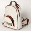 ADBGS156 White Cowhide Leather Backpack with Bold Inlay - Western Cowgirl Classic