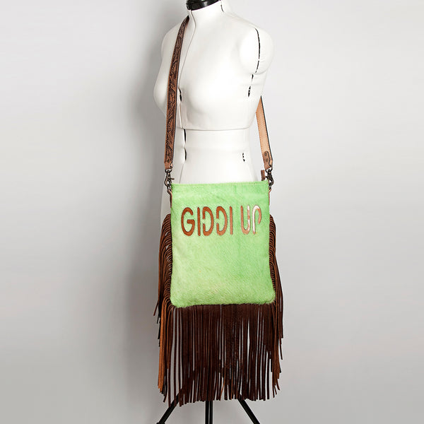 ADBGS192 Large Crossbody Genuine Western Leather Women Bag Sage