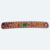LC-ADBRF174 Hand-Tooled Leather Cuff - Green Cactus & Western Scroll Design