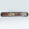 LC-ADBRF179 Tooled Leather Cuff Bracelet - Feather Motif with Black & White Whipstitch Trim