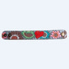 LC-ADBRF189 Hand Tooled Leather Cuff - Red Heart & Sunflower Floral Design