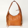 ADBGA220 American Darling Hand Tooled Genuine Leather Hobo Bag Floral Carved Handle