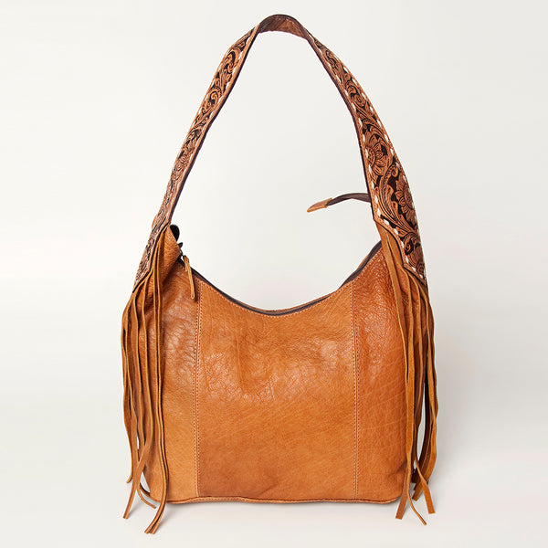 ADBGA220 American Darling Hand Tooled Genuine Leather Hobo Bag Floral Carved Handle
