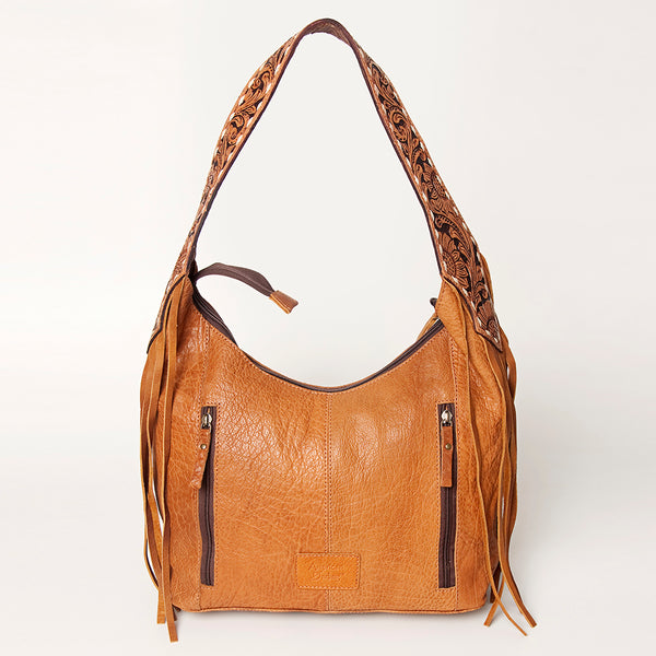 ADBGA220 American Darling Hand Tooled Genuine Leather Hobo Bag Floral Carved Handle