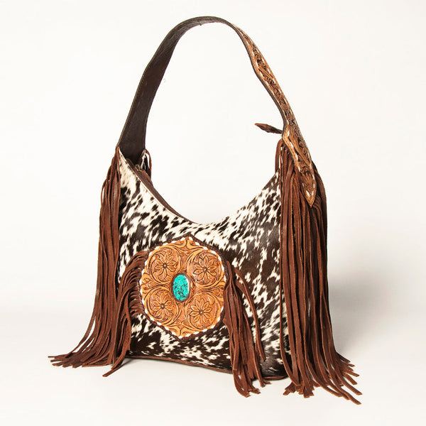 ADBGA221 American Darling Hobo Bag Hair-On Hide with Tooled Leather & Turquoise Concho