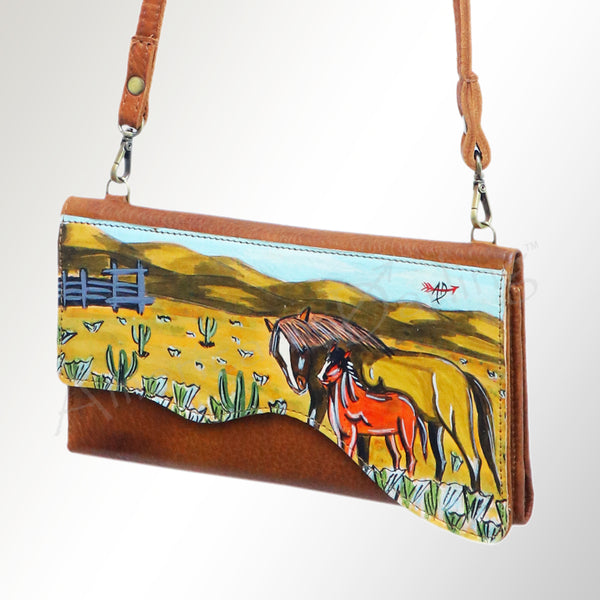 ADBGM179 Handcrafted Western Tooled Leather Crossbody with Artistic Rodeo Design