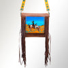 ADBGM109 Fringed Leather Western Crossbody Bag - Painted Artwork