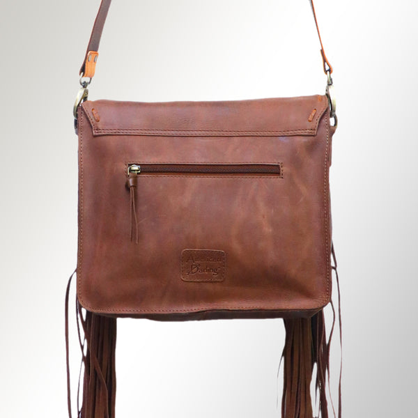ADBGM109 Fringed Leather Western Crossbody Bag - Painted Artwork