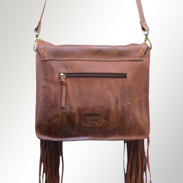 ADBGM109 Fringed Leather Western Crossbody Bag - Painted Artwork
