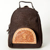 ADBGS156 Embossed Western Backpack with Hand-Tooled Floral Leather Pocket