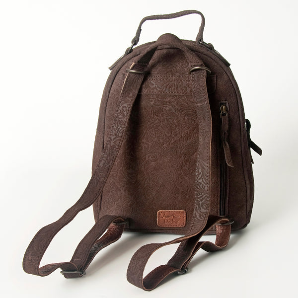 ADBGS156 Embossed Western Backpack with Hand-Tooled Floral Leather Pocket
