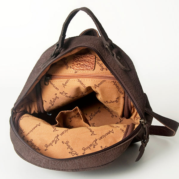 ADBGS156 Embossed Western Backpack with Hand-Tooled Floral Leather Pocket