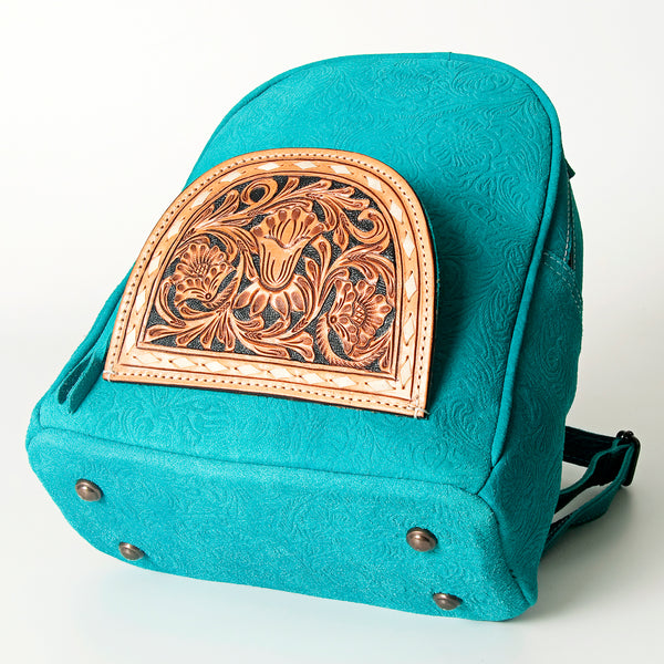 ADBGS156 Embossed Western Backpack with Hand-Tooled Floral Leather Pocket