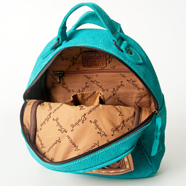 ADBGS156 Embossed Western Backpack with Hand-Tooled Floral Leather Pocket
