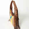 ADBG803 American Darling Hand Tooled Leather Hobo Bag with Hand Woven Saddle Blanket and Fringes