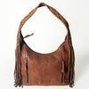 ADBG803 American Darling Hand Tooled Leather Hobo Bag with Hand Woven Saddle Blanket and Fringes