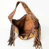 ADBG803 American Darling Hand Tooled Leather Hobo Bag with Hand Woven Saddle Blanket and Fringes
