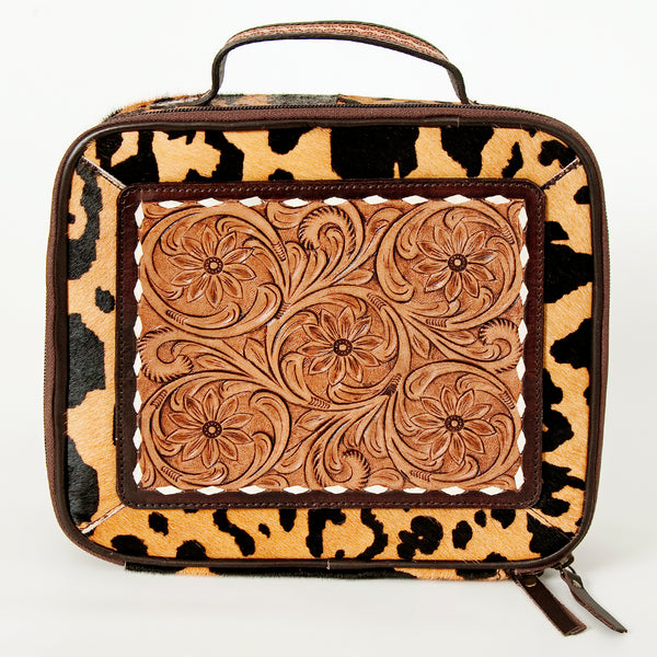 ADBGA227 American Darling Leopard Cowhide Tooled Leather Whipstitched Jewelry Case
