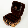 ADBGA227 American Darling Leopard Cowhide Tooled Leather Whipstitched Jewelry Case