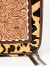 ADBGA227 American Darling Leopard Cowhide Tooled Leather Whipstitched Jewelry Case