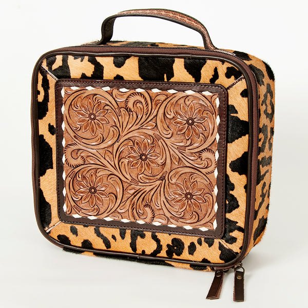 ADBGA227 American Darling Leopard Cowhide Tooled Leather Whipstitched Jewelry Case