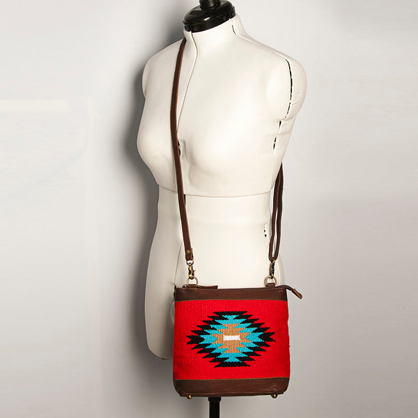 ADBGA236 American Darling Kilim & Leather Crossbody Bag - Western Saddle Purse