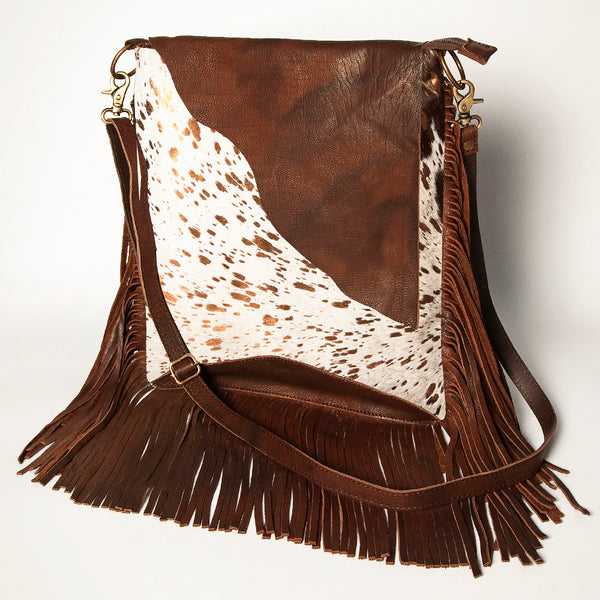 ADBGA240 American Darling Hair-On Cowhide Messenger Bag Genuine Leather Fringes