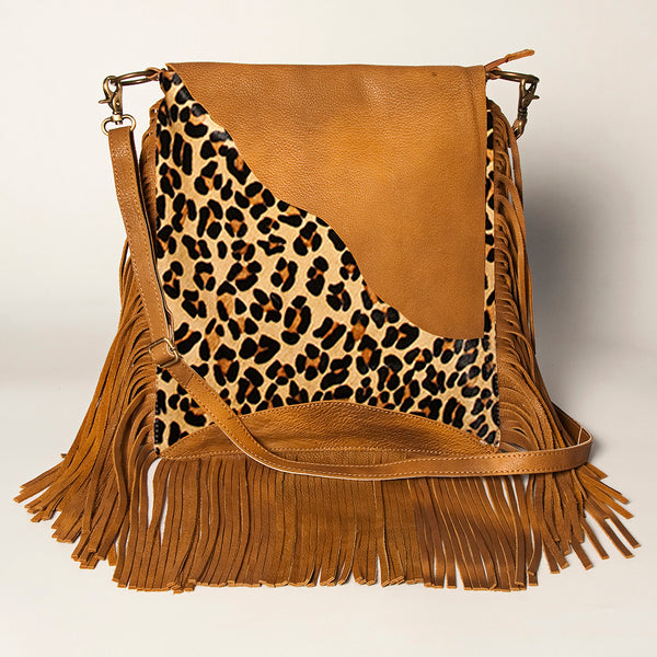 ADBGA240 American Darling Hair-On Cowhide Messenger Bag Genuine Leather Fringes