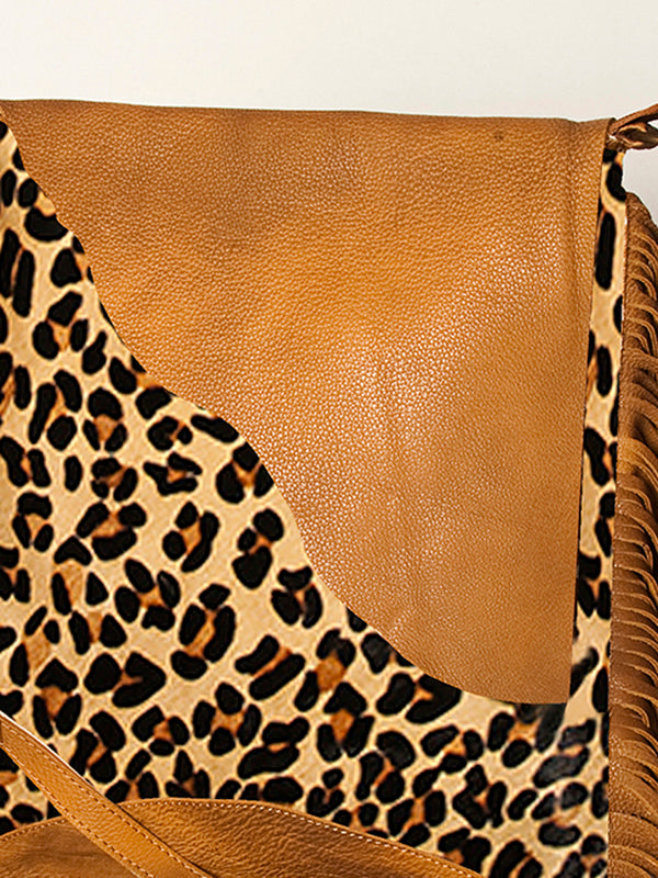 ADBGA240 American Darling Hair-On Cowhide Messenger Bag Genuine Leather Fringes