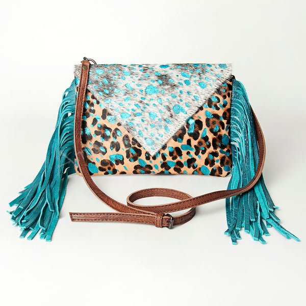 ADBG490 American Darling Handcrafted Fringed Hair-On Cowhide & Leather Western Envelop Bag
