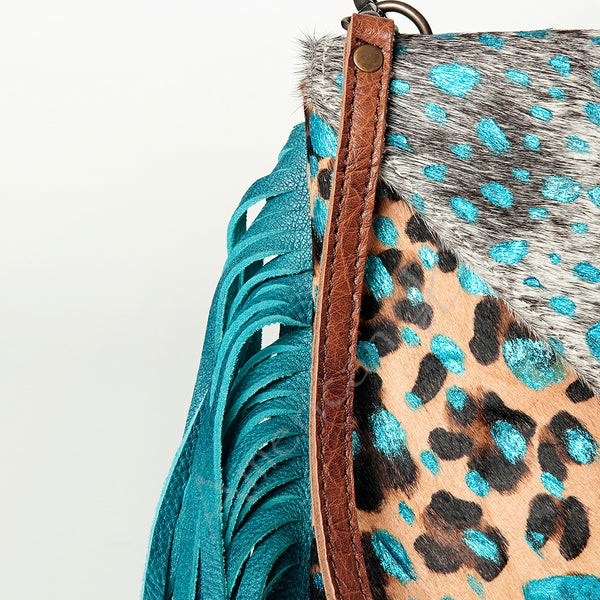 ADBG490 American Darling Handcrafted Fringed Hair-On Cowhide & Leather Western Envelop Bag